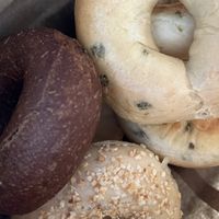 Pumpernickel, Jalapeño, Garlic Bagels  at Ben & Esther's Vegan Jewish Deli in Portland