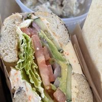 Veggie Combo Bagel w/ Potato Salad  at Ben & Esther's Vegan Jewish Deli in Portland