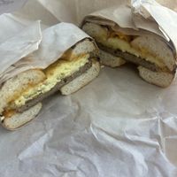 Sausage, egg, and cheese   at Ben & Esther's Vegan Jewish Deli in Portland