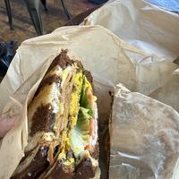 Turkey Bacon Club  at Ben & Esther's Vegan Jewish Deli in Portland