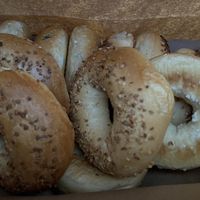Sesame, Jalapeño, Garlic, Onion Bagels  at Ben & Esther's Vegan Jewish Deli in Portland