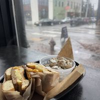 Cheese Egg and sausage   at Ben & Esther's Vegan Jewish Deli in Portland