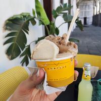 Vegan gelato - salted cashew, hazelnut and cappuccino at Cortese Café 900 in Florence