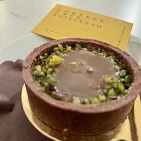 Pistachio and caramel tartelette   at Cortese Café 900 in Florence