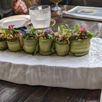 Mushroom larb wrapped in cucumber at Khao Kwan in Koh Chang