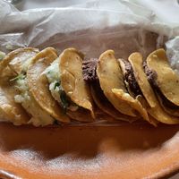 “Canasta de tacos”, 3 potato and 3 bean    at El Mural de los Pueblanos in Puebla