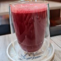 Freshly pressed juices made in the restaurant. at Khun Churn in White in Bangkok