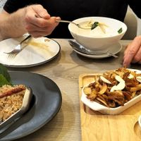 Fried mushrooms, Pomelo salad, disappearing curry! at Khun Churn in White in Bangkok