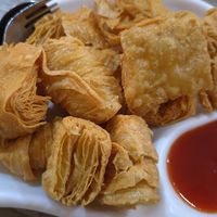 Fong Tofu Todd - Deep Fried Rolled Tofu Tissue Served with Chilli Sauce at Khun Churn in White in Bangkok