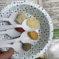 Hummus sampling before placing my order 😊  at Olive Falafel in Middletown