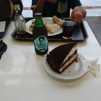 Chocolate cake and Frida Kahlo Iced Maté at Loving Hut - OC Nový Smíchov in Prague