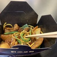 Veggie noodles with potatoes  at Chopstix in Nottingham