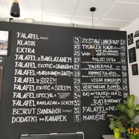 Menu at Falafel Bejrut in Warsaw