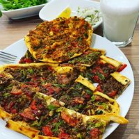 Ayran ve kıymalı pide at Vegan Masa in Istanbul