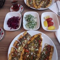 Meat&cheese pide at Vegan Masa in Istanbul