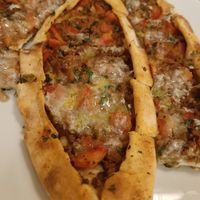 Meat cheese pide at Vegan Masa in Istanbul