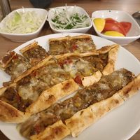 Mushrooms cheese pide at Vegan Masa in Istanbul