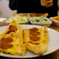 Cheese pide at Vegan Masa in Istanbul
