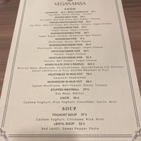 Menu   at Vegan Masa in Istanbul