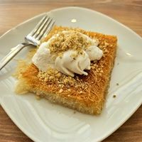 Kadayif with ice cream at Vegan Masa in Istanbul