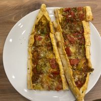 Meat and cheese pide  at Vegan Masa in Istanbul