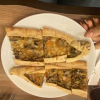 Mushroom and cheese pida   at Vegan Masa in Istanbul
