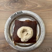 Kazandibi with ıce cream  at Vegan Masa in Istanbul