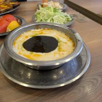 Yogurt, rice, chickpea soup with mint oil. A must! at Vegan Masa in Istanbul