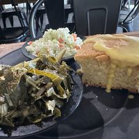 Collards, coleslaw and corn bread!  at Imagine Vegan Cafe in Memphis