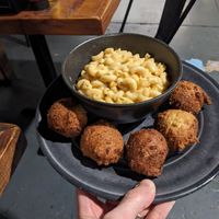 Side Mac and cheese with a side of hush puppies at Imagine Vegan Cafe in Memphis