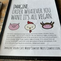 Menu cover  at Imagine Vegan Cafe in Memphis