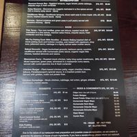 Vegan menu as of Dec2023 at Paradisescape in Brunswick