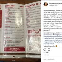 Vegan menu options at Purgatory Pizza in Los Angeles