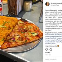 Buffalo vegan pizza and vegan BBQ pizza at Purgatory Pizza in Los Angeles