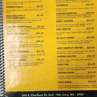 Menu options at Biryani Maxx in Cary