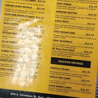 Menu options at Biryani Maxx in Cary