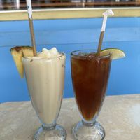 Pina colada, non-alcoholic (left), iced tea (right)  at Lupe's in New York City