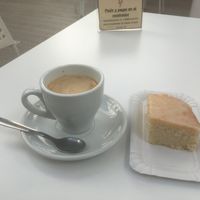 Limon cake and soy cortado at Dulces Juana in Tenerife