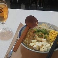 Vegan ramen with egg (can ask for it without) at Suki Ramen Bar in Barcelona