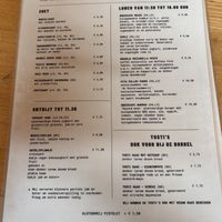 Menu  at Kweekcafé in Haarlem