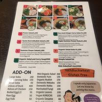 English menu at Sobaful in Tokyo