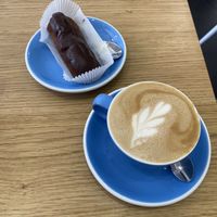 Éclaire and cappuccino   at Cloud Cakes -  Notre Dame de Lorette in Paris