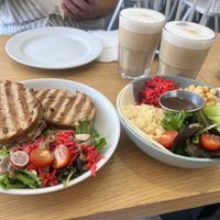 Grilled cheese, hummus salad and a latte glacé   at Cloud Cakes -  Notre Dame de Lorette in Paris