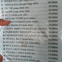 menu at Tam Thien in Hue