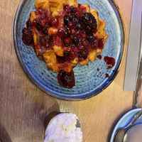 Vegan waffles   at Brewhemia in Edinburgh