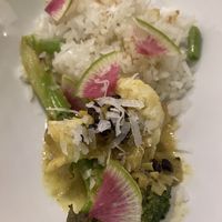 Veg curry + coconut rice  at Ngadri in Boquete
