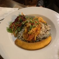 Beans, Rice & platano with Marinated Jackfruit   at Ngadri in Boquete