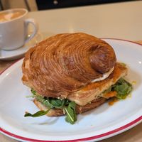 Stuff breakfast croissant at Gordo Vegano in Buenos Aires
