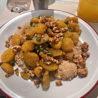 Gnocchi with vegan ricotta and caramelized cashews  at Gordo Vegano in Buenos Aires
