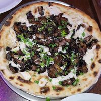 Mushroom pizza at Lado V in Buenos Aires